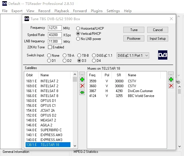 TBS5590 Multi-Standard DVB-S2 DVB-T2 DVB-C ISDB-T Analyse und TSReader Professioneller MPEG-2 Transport Stream Analysator