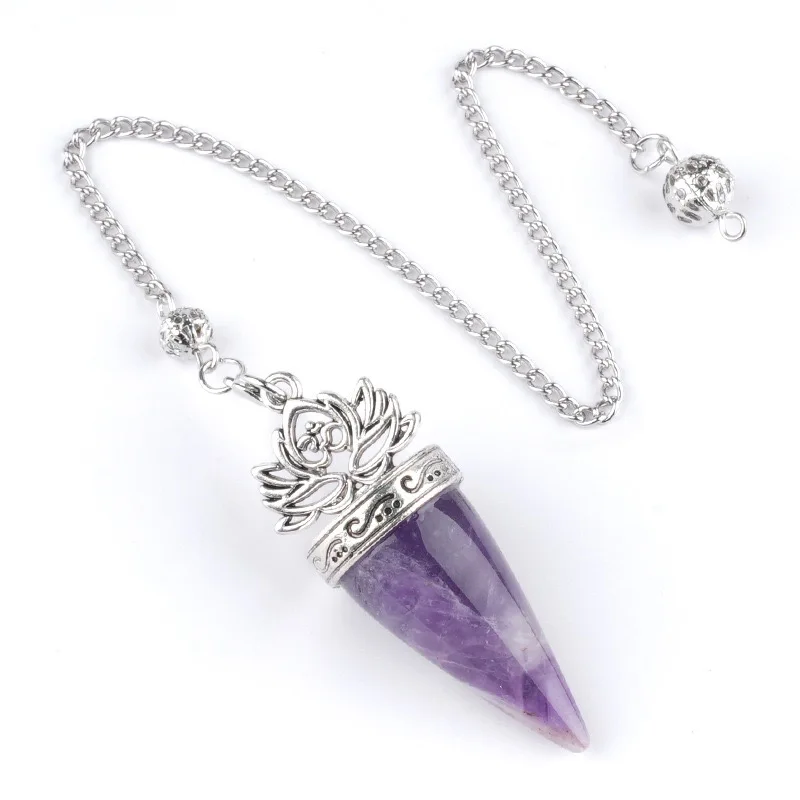 Crystal Pendulum Spiritual for Divination Dowsing Natural Gem Stone Pendant Obsidian Amethysts Tiger Eye  Quartz Pendulo X376