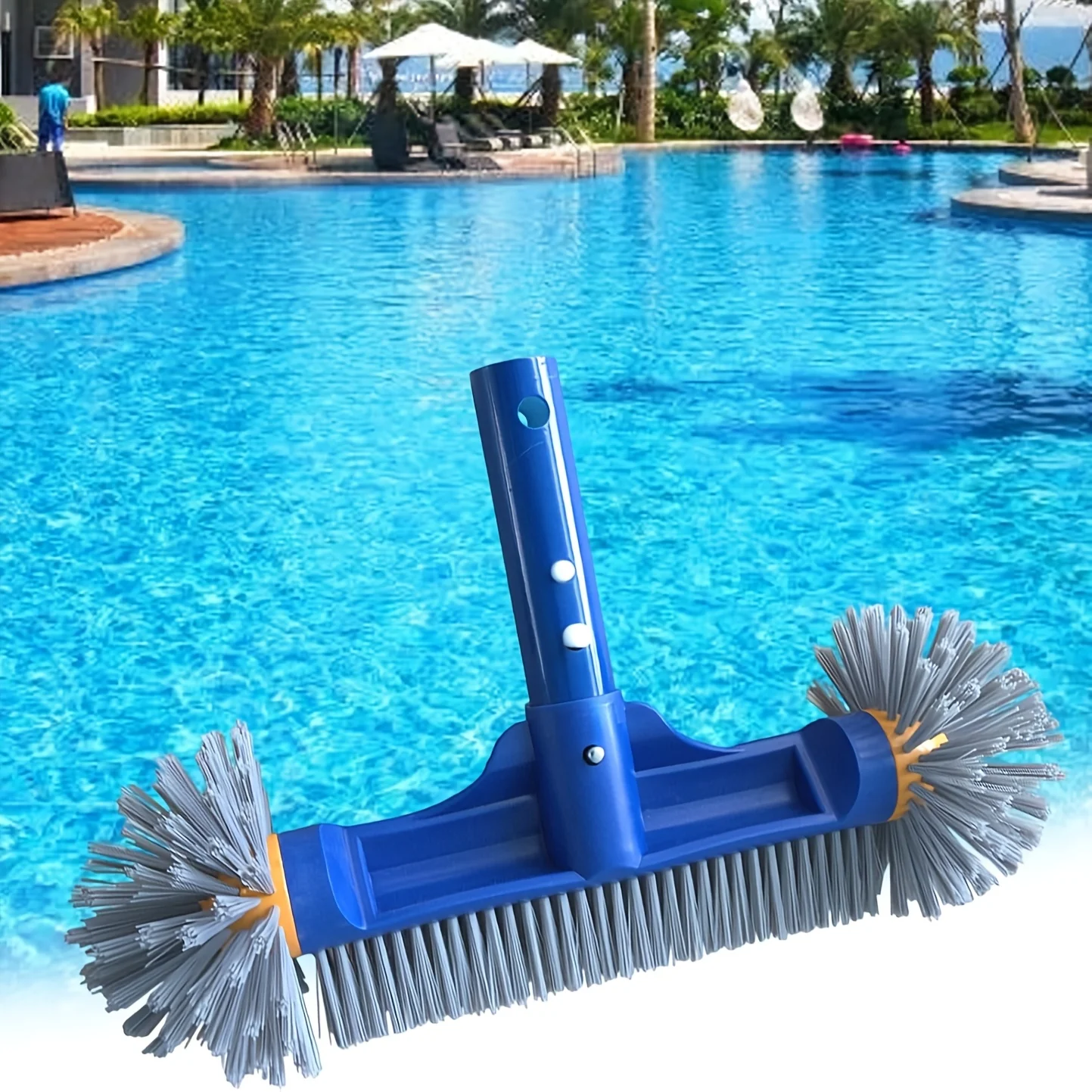 Efficient Durable 12.5-Inch Round Pool Brush for Above/In-Ground Pools, Spas, Hot Tubs, Fits Standard Pole, Pole Sold Separately