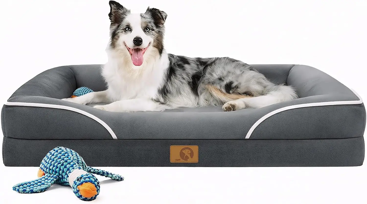 

Orthopedic Dog Bed Large 42x30 inch, Memory Foam Pet Sofa with Removable Washable Cover, Non-Slip Bottom, Dark Grey