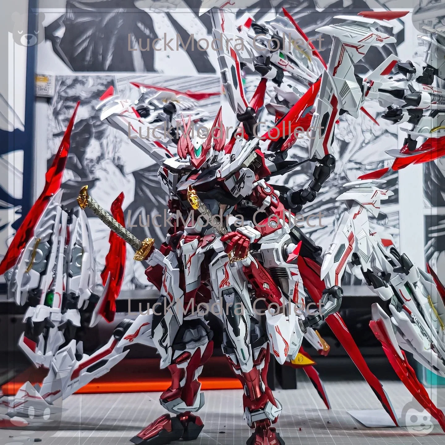 

LuckModra Collect Spot, Gundam mgex Strike Free Red Heresy Figure Mecha Assembled Model Toy Tools 10-piece Set + Light Set