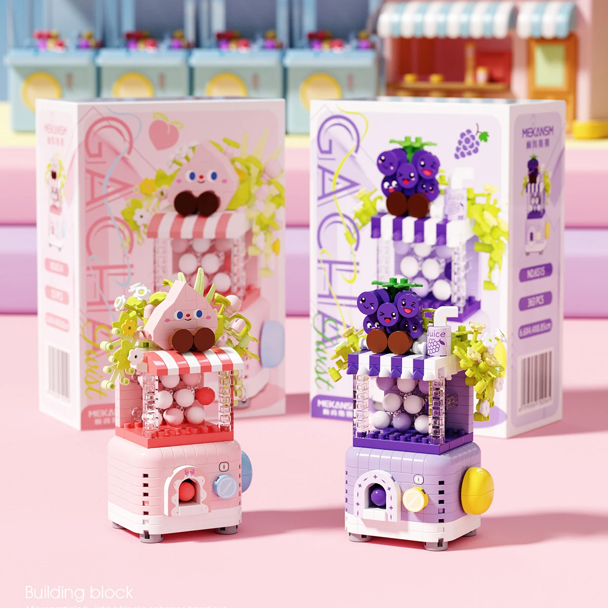 6pcs/set Creative Fruit Candy Machine Building Blocks Mini Gumball