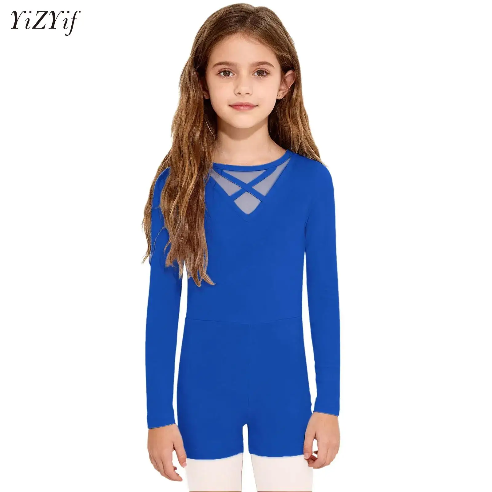 

Kids Girls Long Sleeve Dance Leotards for Ballet Team Basic Dancewear Gymnastics Bodysuit Sports Workout Yoga Jersey Jumpsuit
