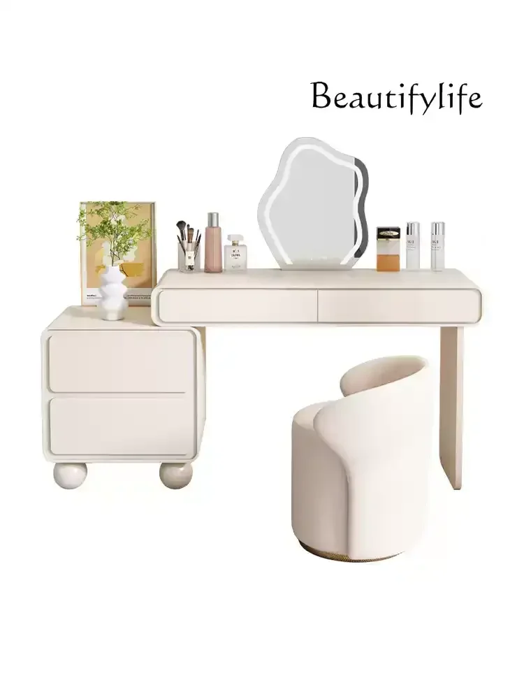 

Cream wind solid wood dresser small apartment light luxury makeup light luxury high sense simple