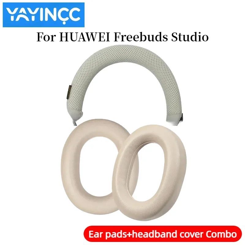 Replacement Protein skin Ear pads +Zipper headband cover Combo for Huawei FreeBuds Studio Headphones Earmuff  Repair Parts