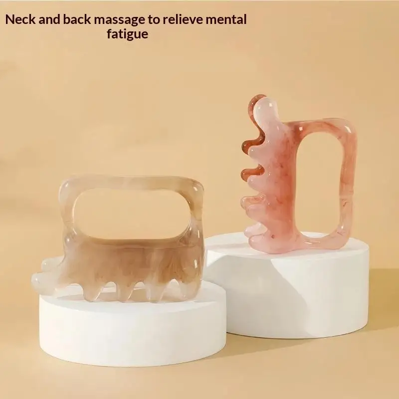 1PCS Double Push Resin Massage Comb Back Waist Gua Sha Device Shoulder Neck Gua Sha Stick Meridian Dredging Stick Massage Tool