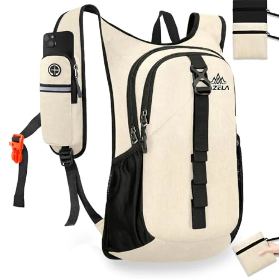 15L Small Hiking Backpack Foldable Ultralight Trekking Camping Outdoors Backpack for Women Men beige