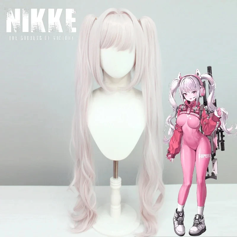 

New Game Goddess of Victory: Nikke Alice Cosplay Wig Adult Women Pink Curly Hair Heat Resistant Synthetic Wigs