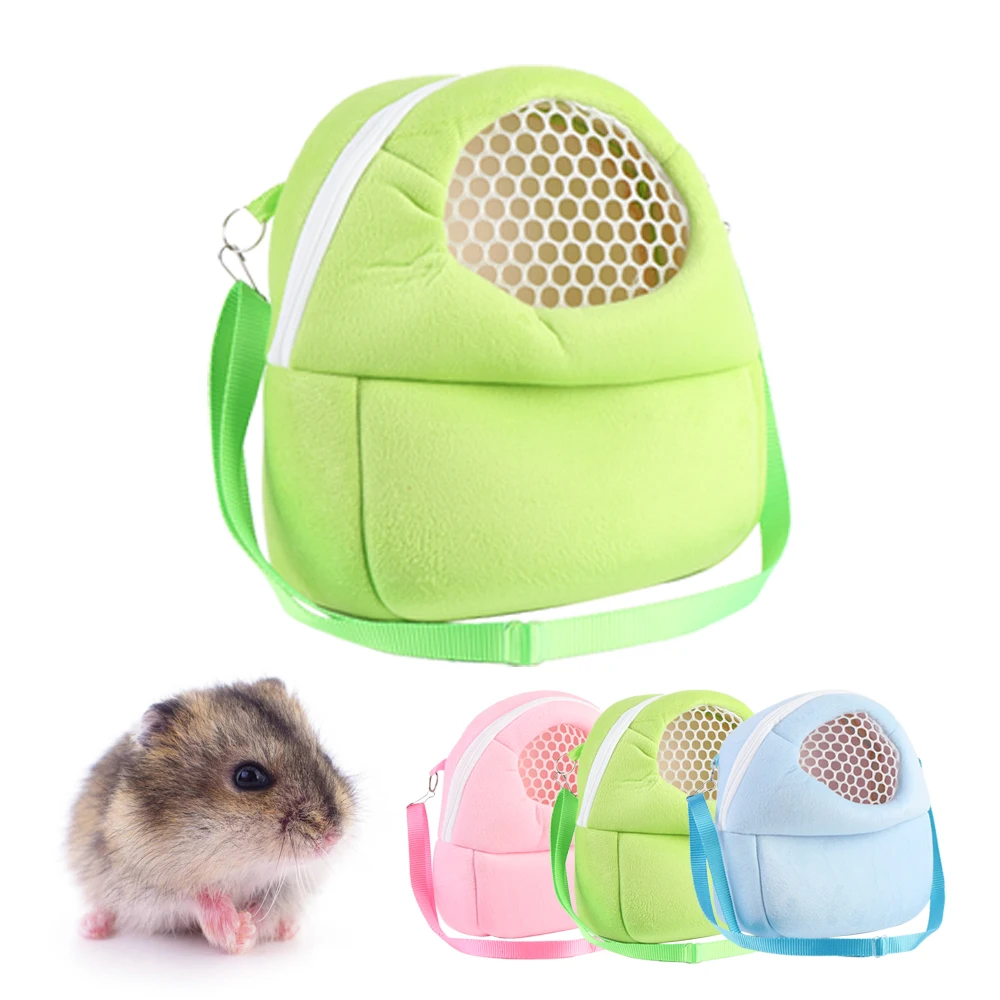 Hamster Travel Carrier Bag Chinchilla Guinea Pig Bunny Breathable Carrier Cage Warm Soft Travel Walking Small Animal Carrier