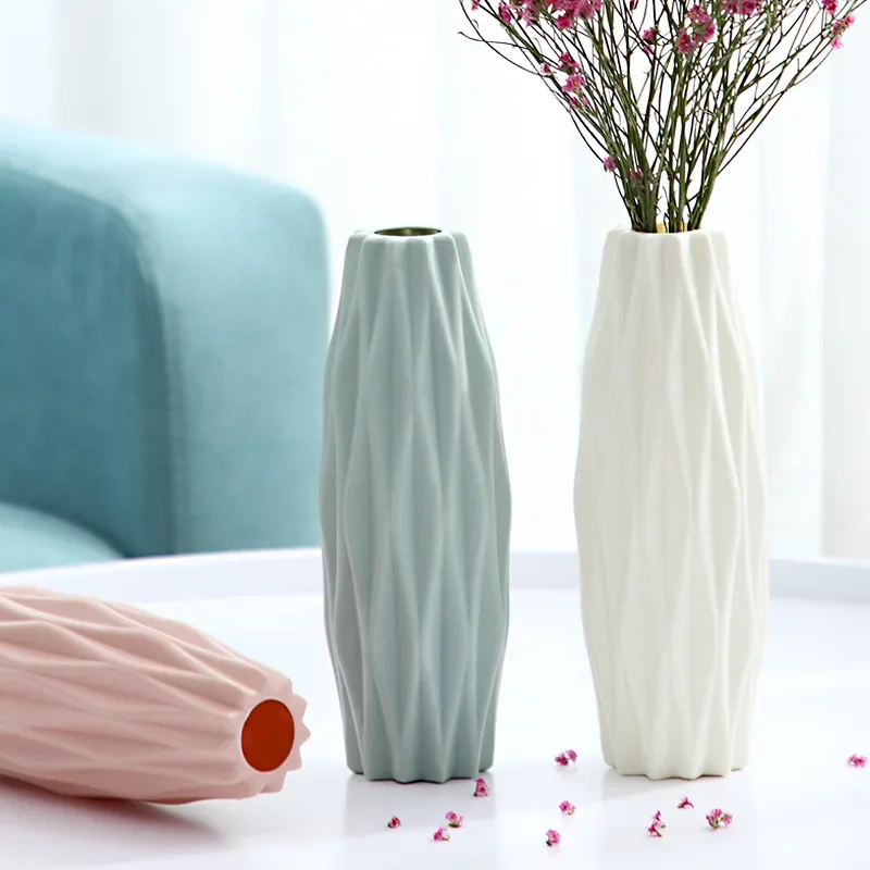 Home Modern Nordic Style Flower Vase Living Room Decoration Ornaments Origami Plastic Vases Pot for Flower Arrangements Decor