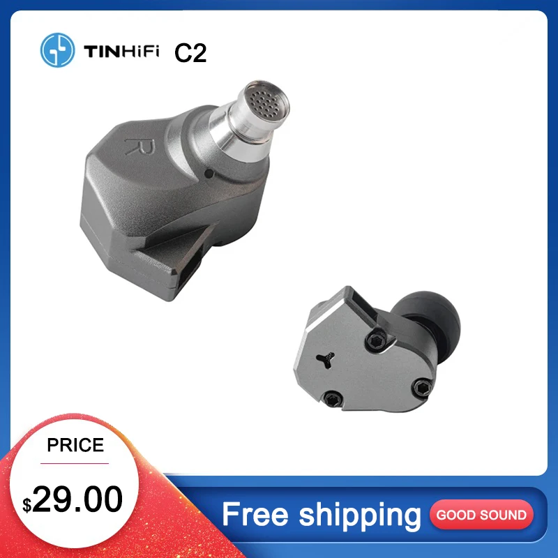 TINHiFi C2 IEM 10mm LCP Diaphragm Dynamic DD Driver Headphones HiFi In Ear Music DJ Bass Earphone 0.78mm 2Pin CNC Metal