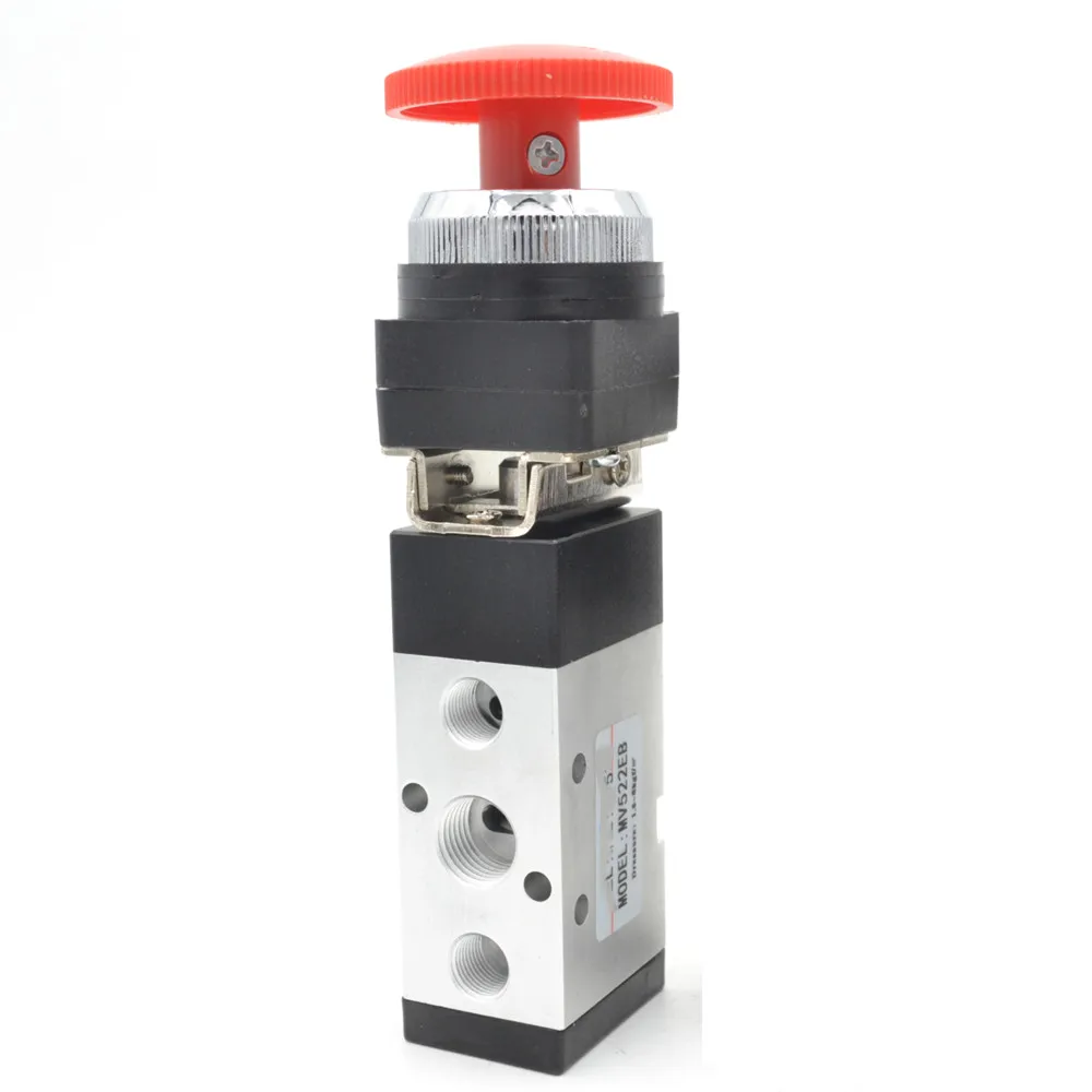 Pneumatic Mechanical Valve MV322EB 12mm Thread 3/2 Way Latching Red Mushroom Button Air Mechanical Valve