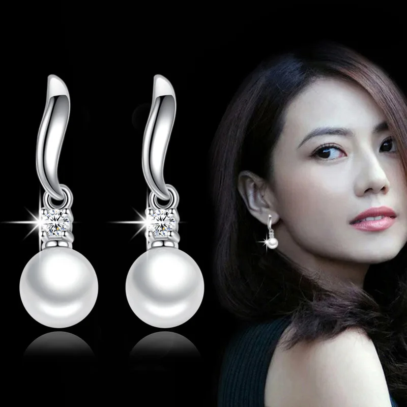 Women's Pearl Earrings 925 Sterling Silver Drop Ears Zircon hight quality 2025 new