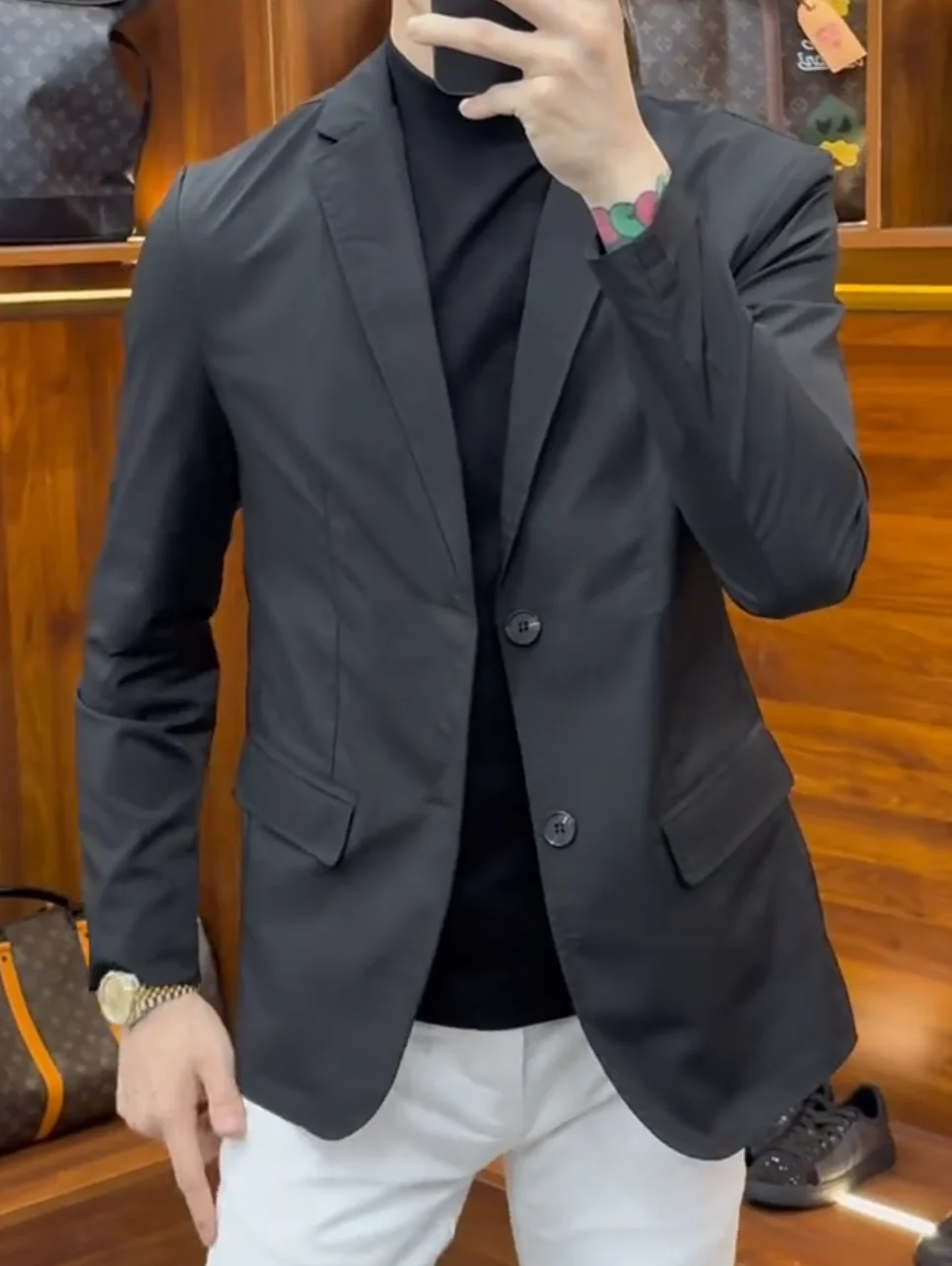 

Новый весенне-осенний комфортный модный универсальный элегантный деловой повседневный мужской костюм премиум-качества приталенного кроя с длинным рукавом