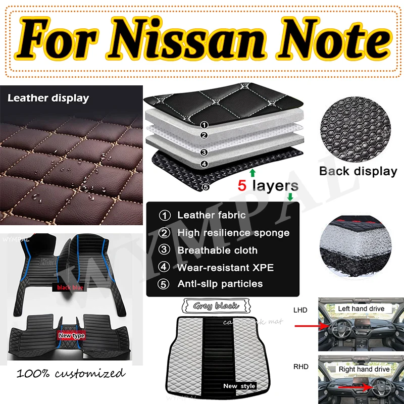 

Luxury Car Floor Mats For Nissan Note e-Power E13 2WD 4WD 2021~2023 Para Auto Car Accessories Waterproof Vehicles Floor Mats