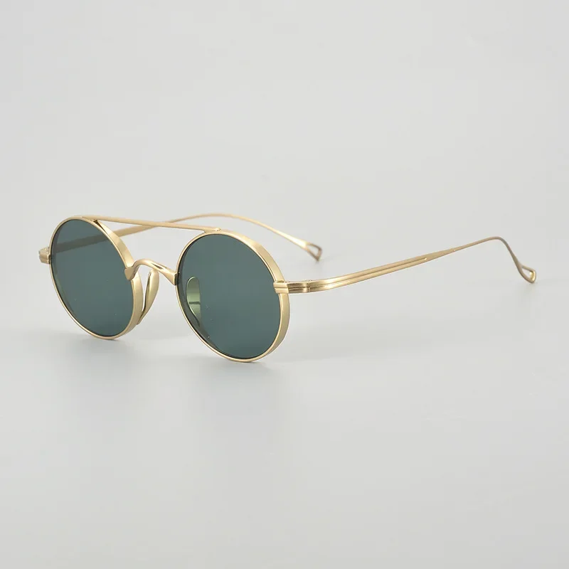 New Fashion Trend Luxury Vintage Pure Titanium Sunglasses Classical Round Design Simple Pilot Style A+ High Quality