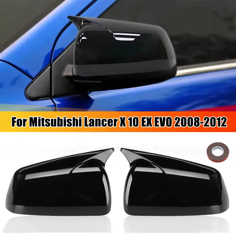 

2PCS For Mitsubishi Lancer X 10 EX EVO 2008-2016 Rearview Side Mirror Cover Wing Cap Exterior Door Rear View Trim Car Decoration