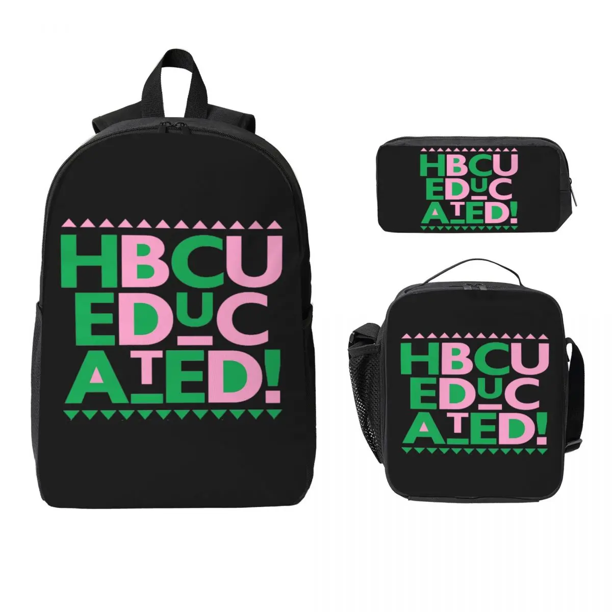 

AKA HBCU Educated Backpack Student Boys Girls BookBag School Bag Computer Shoulder Bags 3ps Insulated Lunch Bag Pencil Case