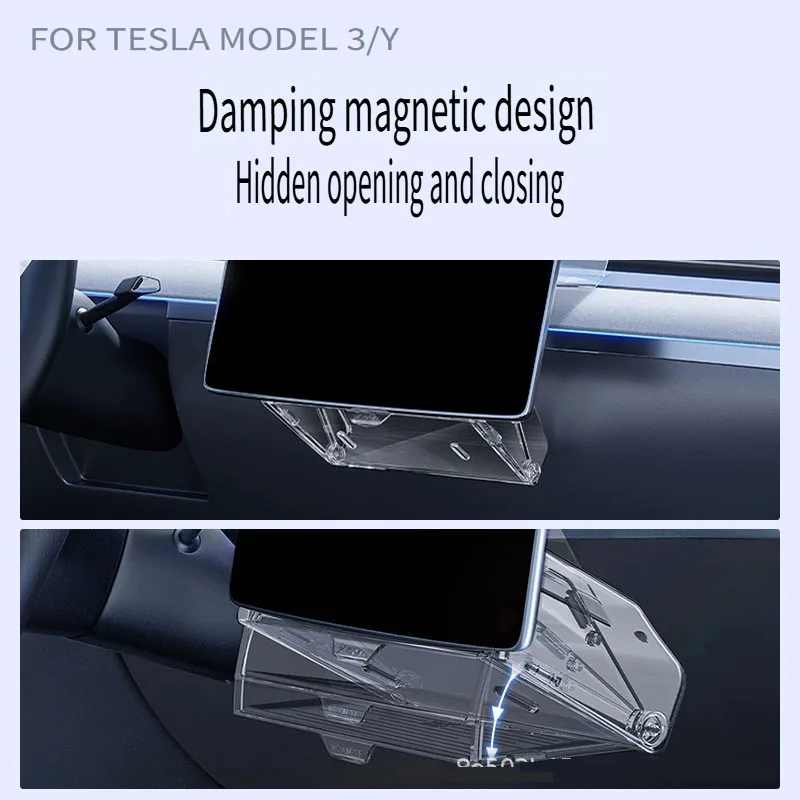 

1PC Hidden Screen Storage Box For Tesla Model 3 Y Highland Juniper 2021-2025 Magnetic Magsafe Hidden Large Space Storage Box