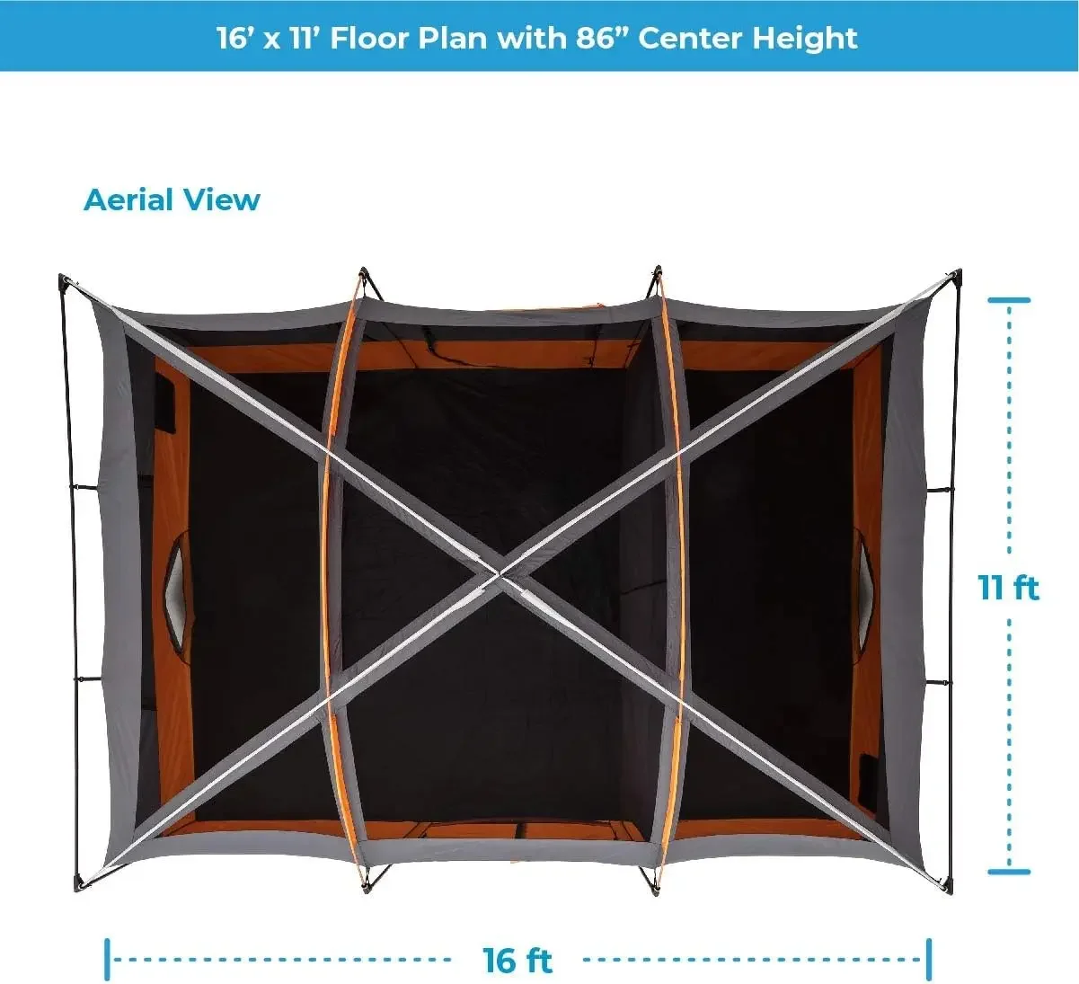 Tenda CORE 12 orang, tenda Kemah Multi kamar besar untuk berkemah keluarga luar ruangan | Tenda berdiri kabin portabel dengan penyimpanan