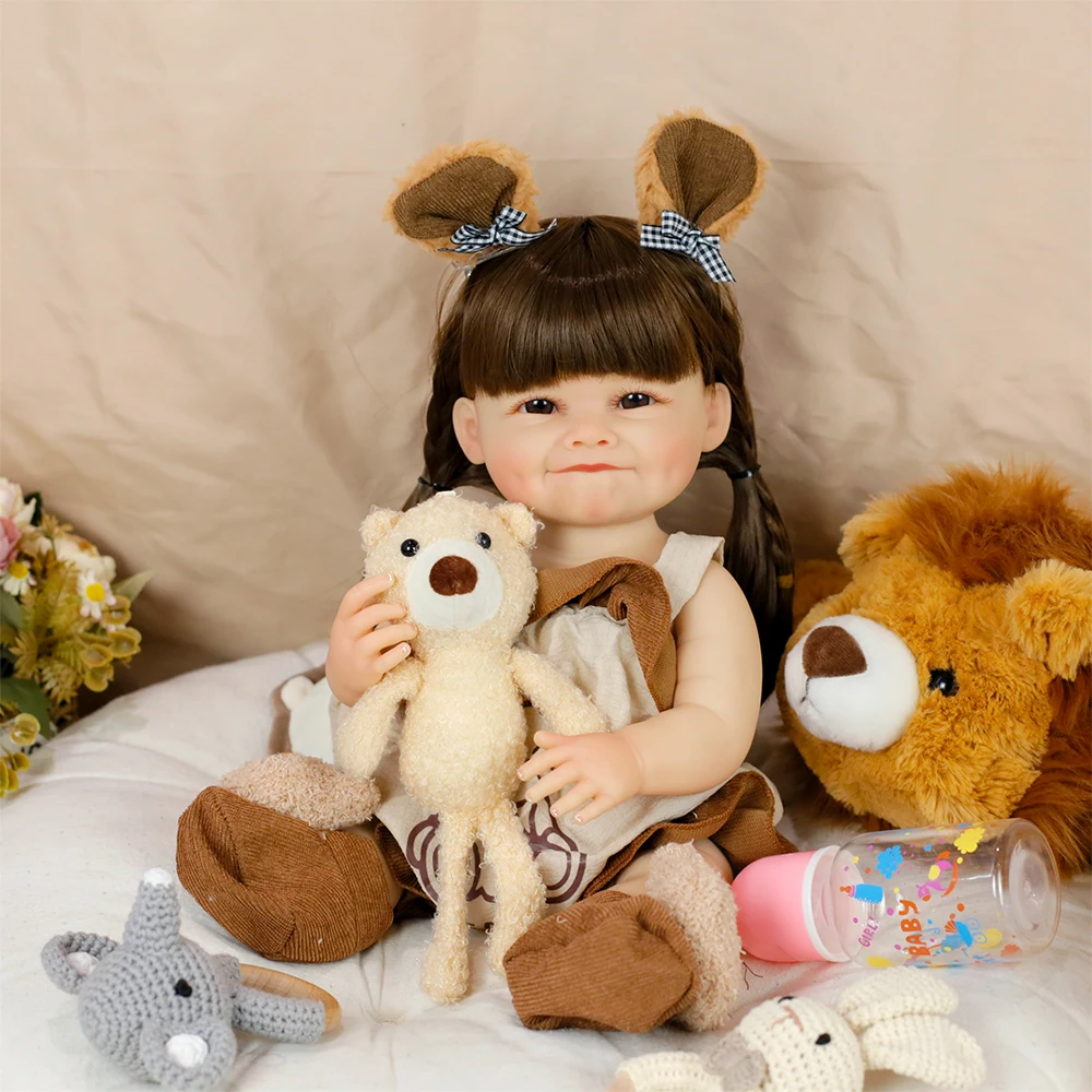 

Lifereborn Popular 48CM Reborn Dolls Toddler Silicone Vinyl Cute Smiling Reborn Baby with Hair Dolls for Girl Kid Birthday Gift
