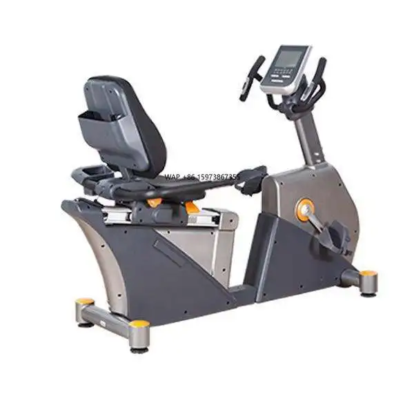 

Chinese home fitness horizontal steel exercise bike with belt, LED display and adjustable resistance, suitable for exercise use