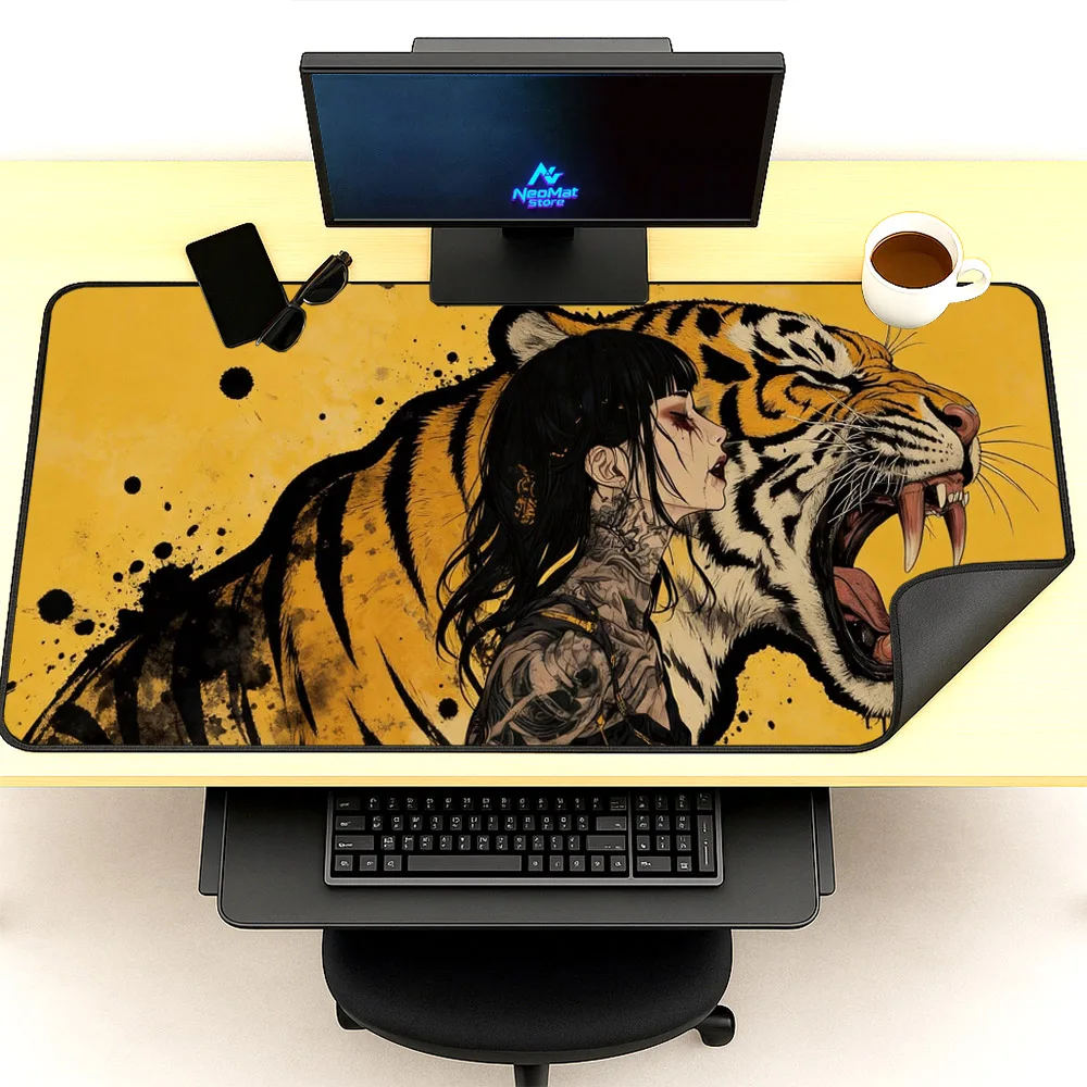 Woman Tiger Mouse Mat Gameing Mouse Pad 1300 Yellow Cool Office Computer Pad Keyboard Cushion 160 Meter Carpet Personalized Mats