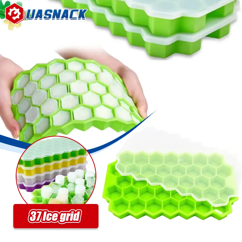 

Ice Tray with Lid 37 Compartment Ice Mould Reusable Food-grade Silicone Ice Cube Moulds BPA-free Maker for Chilled Juices