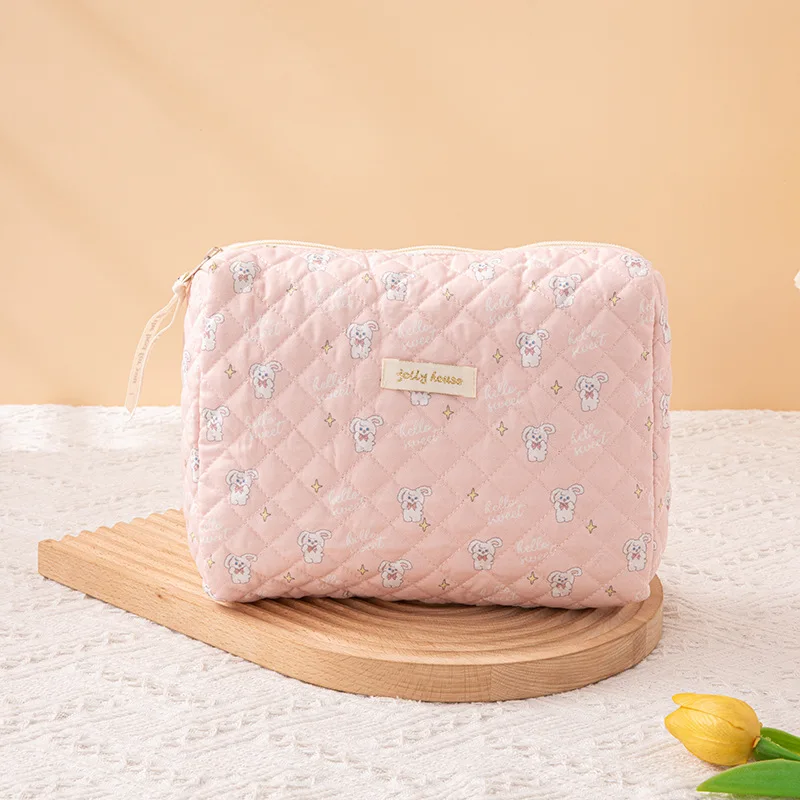 Liberty Quilting frizioni morbido cotone donna cerniera organizzatore cosmetico borsa per il trucco carina borsa per il trucco grande borsa portatile