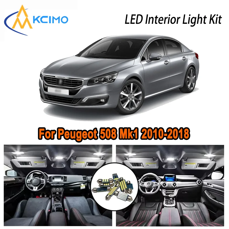 

For Peugeot 508 Mk1 2010-2018 2013 2014 2015 2016 2017 2018 LED Interior Dome Map Trunk Light Kit Car Led Lamps Canbus No Error