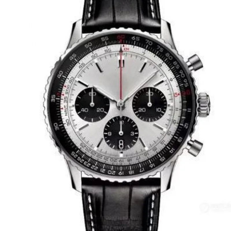 2025 Reloj de cuarzo con cronógrafo de seis manecillas para hombre, correa de cuero, indicador de fecha resistente al agua, estilo de lujo asequible, envío gratis ​