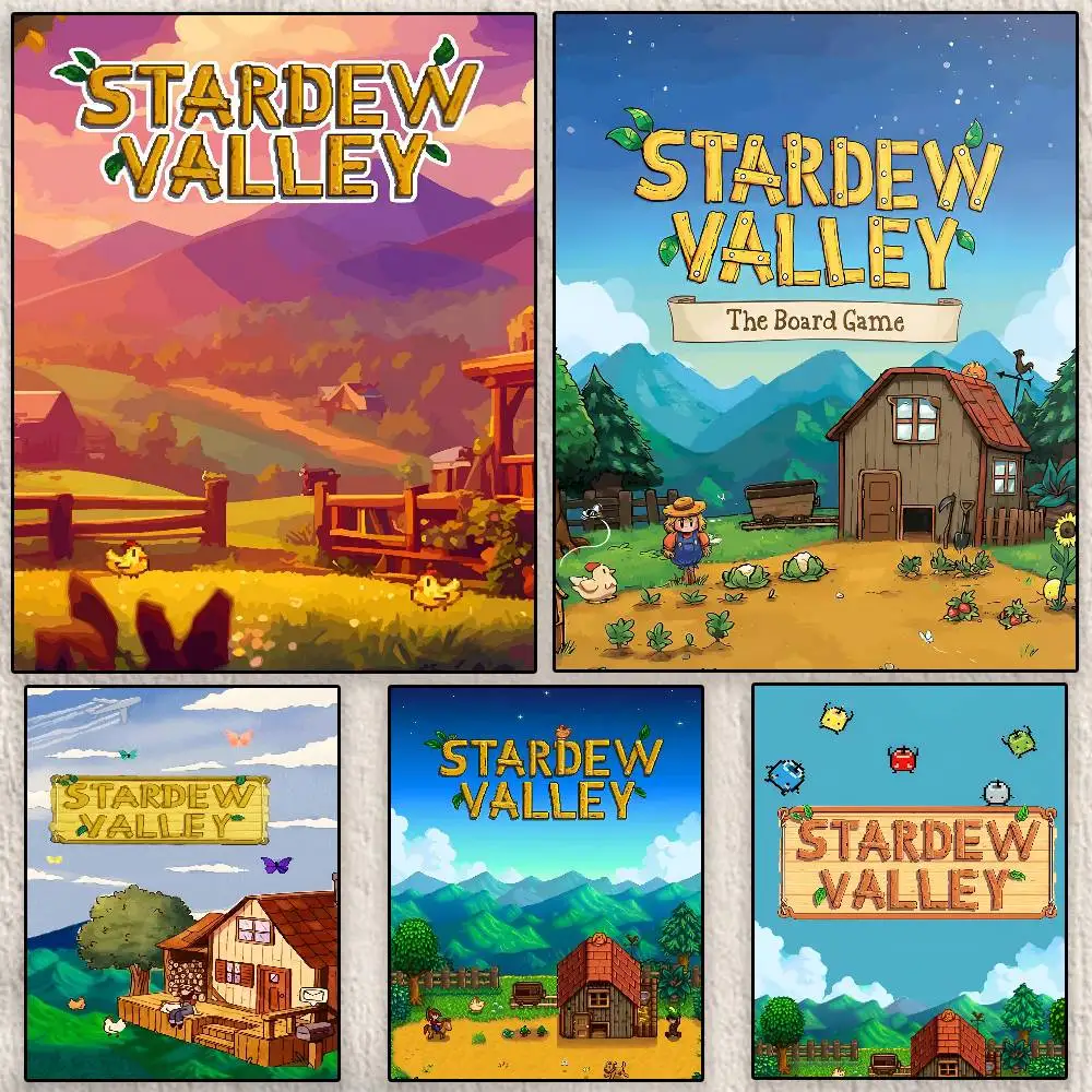 

Kwaii Vintage S-Stardew V-Valley Poster Modern Waterproof HD Wall Art Decal Self-Adhesive Aesthetic Decor for Home Living Room B