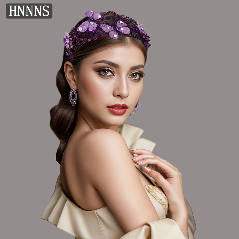 

TOPQUEEN Exquisite Bridal Wedding Headbands Hand Woven Simulated Butterflies Elegant Ladies Banquet Hair Accessories YXA203