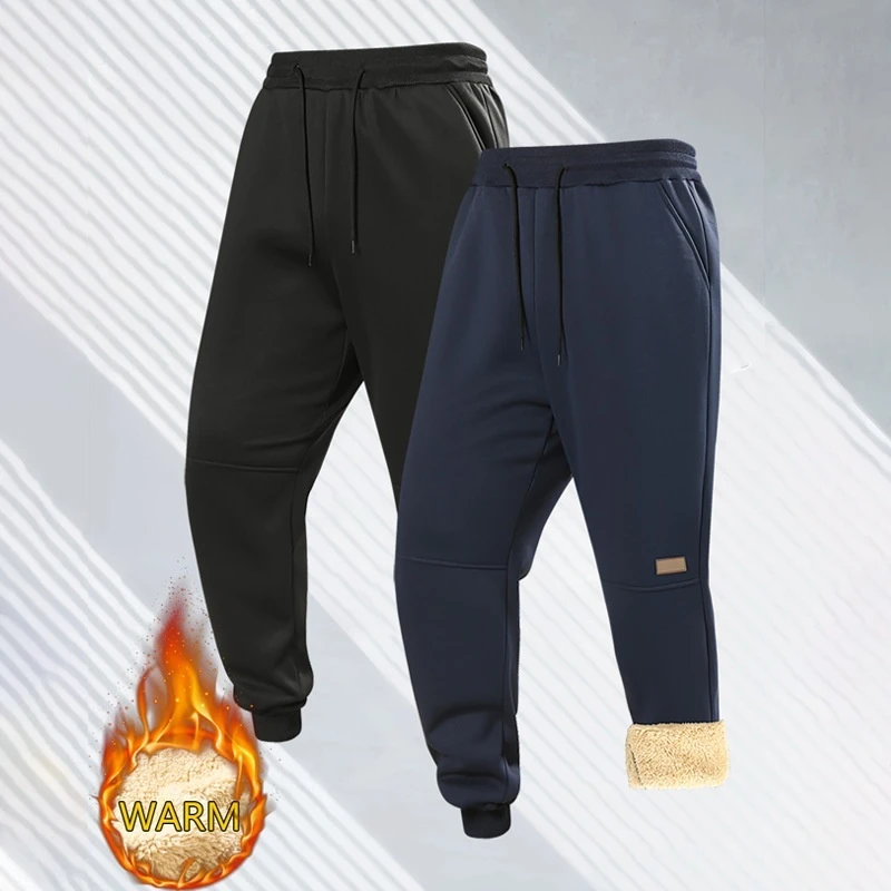 

2025 Winter Mens Sports Pants Thick Lamb Fleece Lined Casual Joggers Thermal Trousers Outdoor Training Sweatpants sports