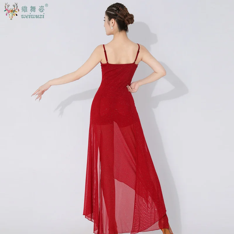 Women's Latin Dance Wear Line Dance Costume Black Dress for Adult Women Advanced Dance Professional Practice Samba Sequin Dress