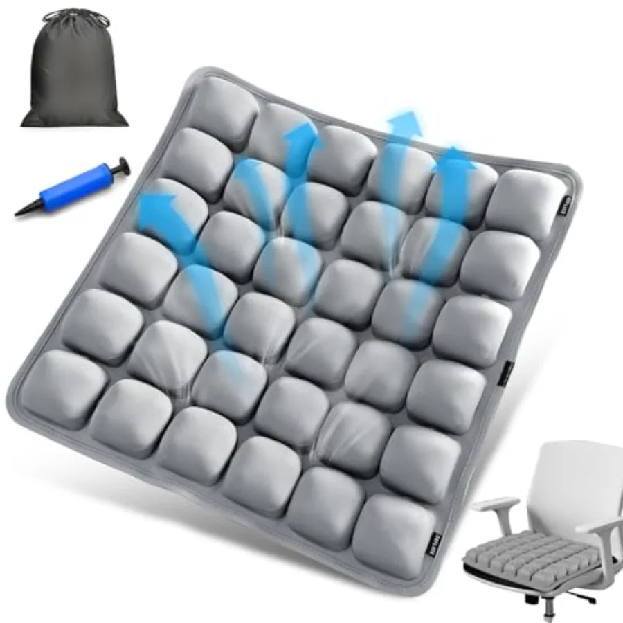 Celda de Aire Inflable 3D Portátil para Viajes, para Vuelos Largos, Auto, Oficina, Silla de Ruedas, Diseño Ergonómico para Alivio del Coxis y Compacto