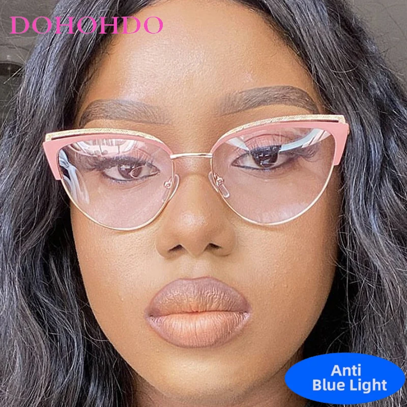 

Vintage Metal Cat Eye Blue Light Blocking Glasses Women Men Trendy Fashion Designer Optical Computer Glasses Reading Glasses