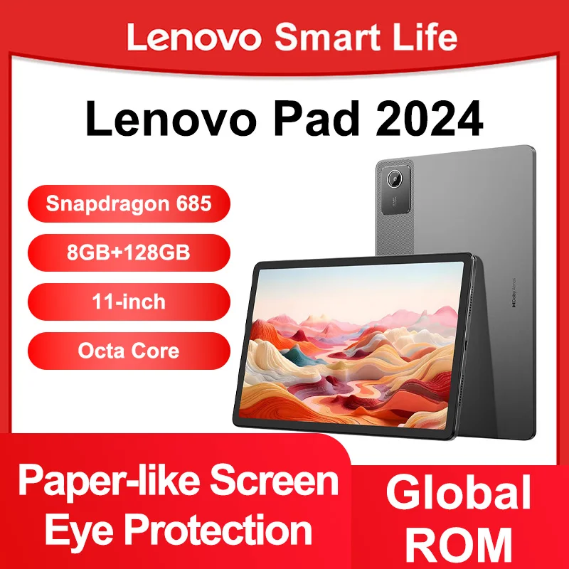 Global Rom Lenovo Pad 2024, матовый экран, бумажный экран, защита глаз, 11 дюймов, антибликовый учебный планшет на базе Android