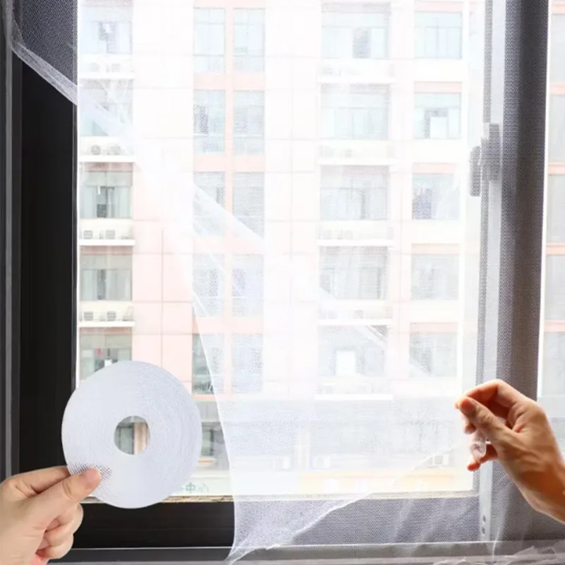 Self-Adhesive Thick Anti-Mosquito Window Screen with Velcro Design Polyester Fiber Home Protection Net for Summer Indoor Use