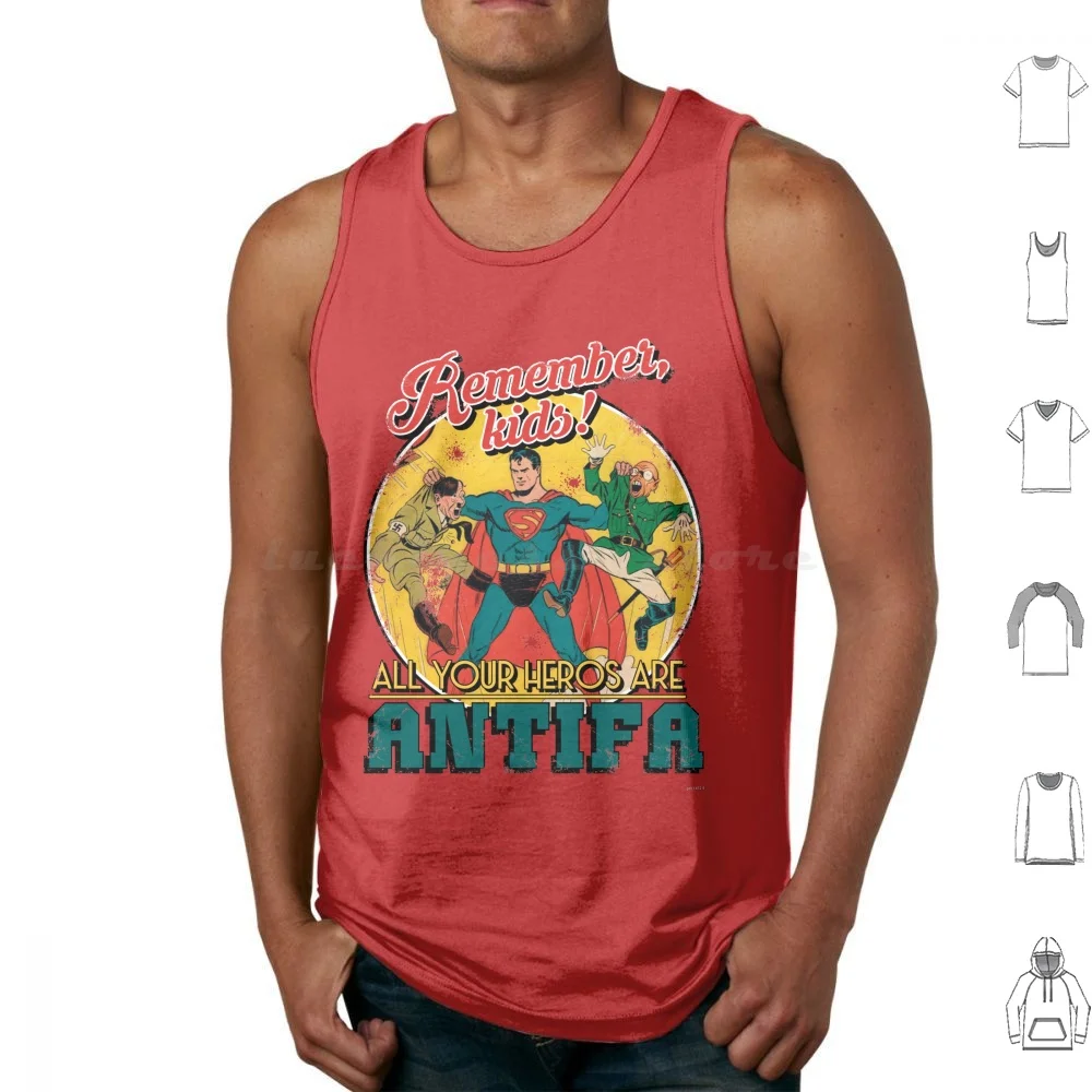 Tank Tops Print Cotton All Your Heros Are Antifa Retro Vintage Antifa Fan Art Hitler Hirohito Comics Hero Superhero World