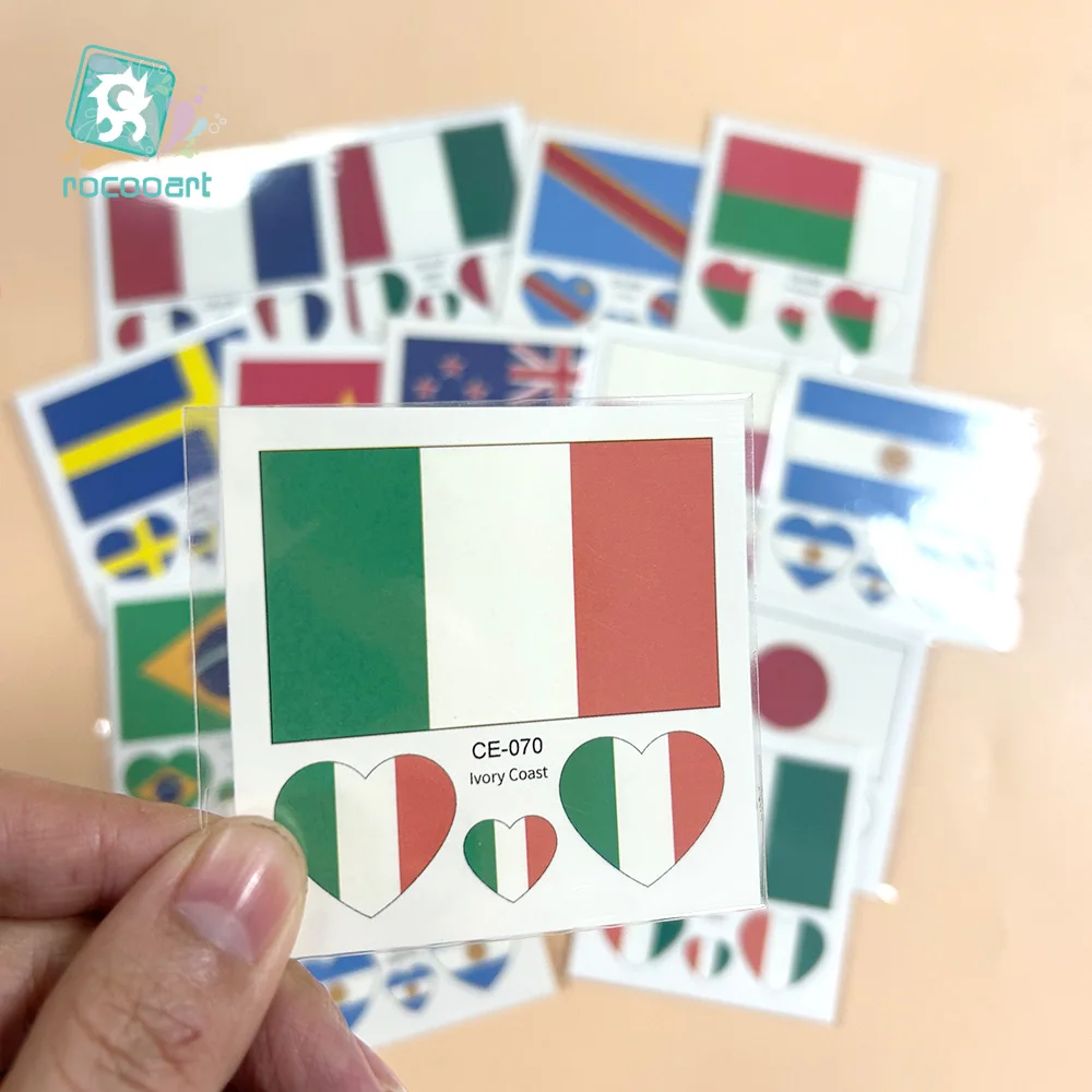 

10Sheets National Flag Temporary Tattoo Face Arm Men Women Fake Tatoo Chile England Hungary Pakistan Flag Football Games Tattoos