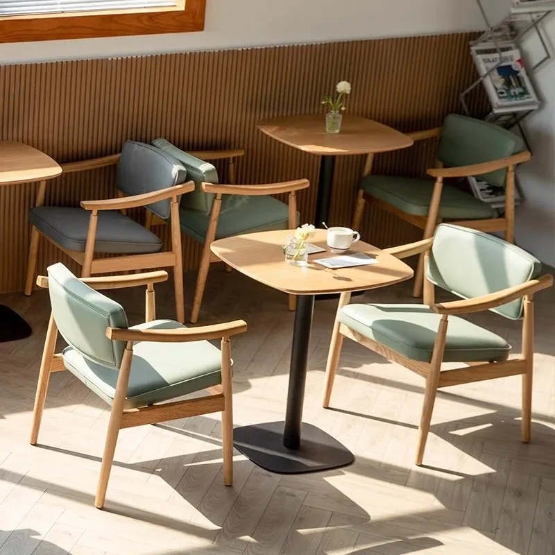 Nordic Vintage Café Chairs Creative Modern Comfortable Solid Wood Coffee Chairs Ergonomics Backrest Café Furniture Esstisch FYCC