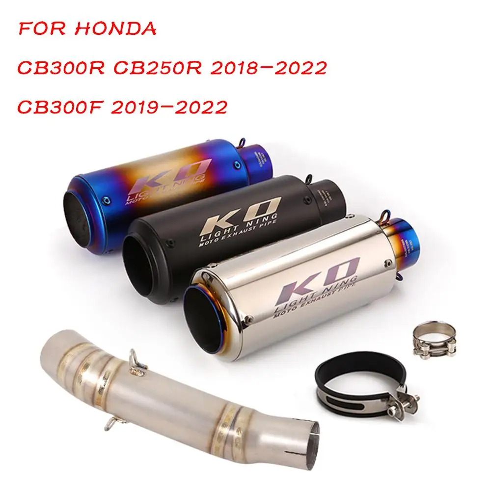 

51MM Muffler FOR HONDA CB300R CB250R 2018-2022 CB300F 2019-2022 Slip On Motorcycle Exhaust Middle Connect Link Pipe DB Killer