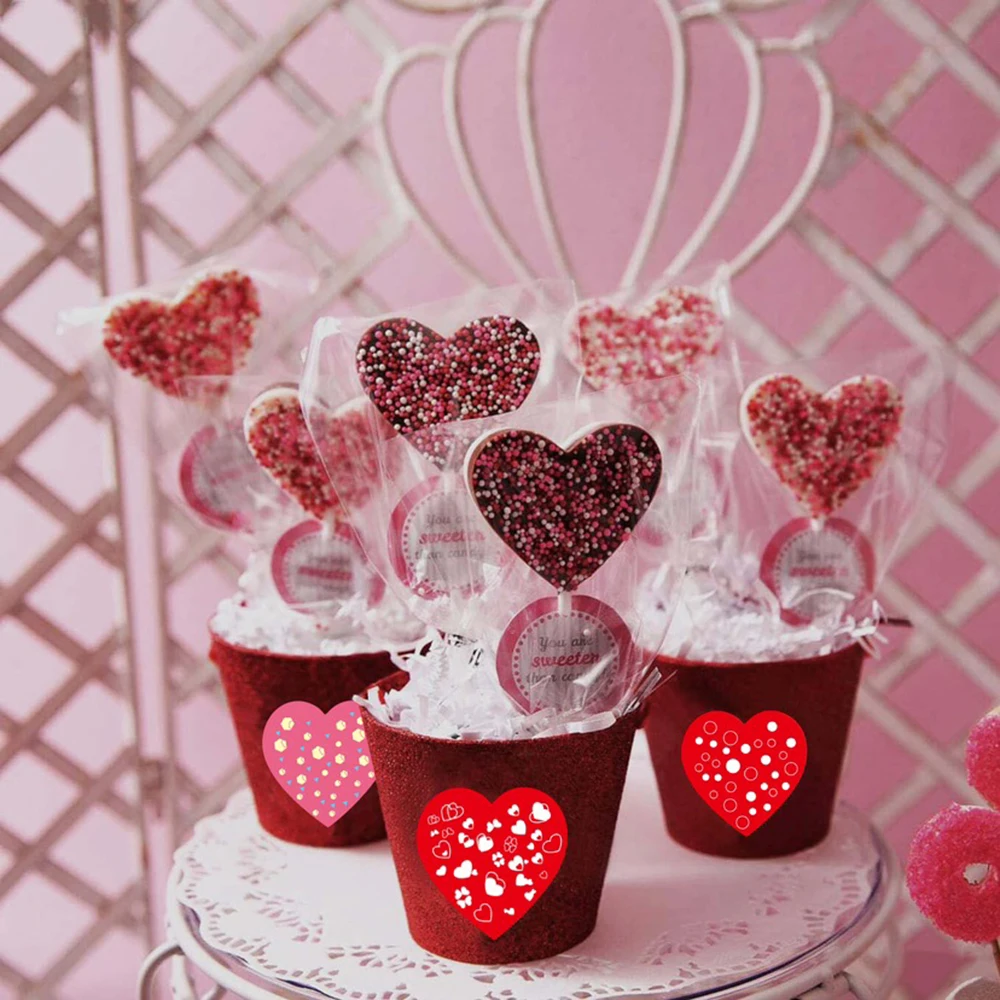 500pcs Color Valentine's Day Heart Sticker Birthday Gift Packaging Seal Sticker Party Invitation Decor Sticker Baking Label