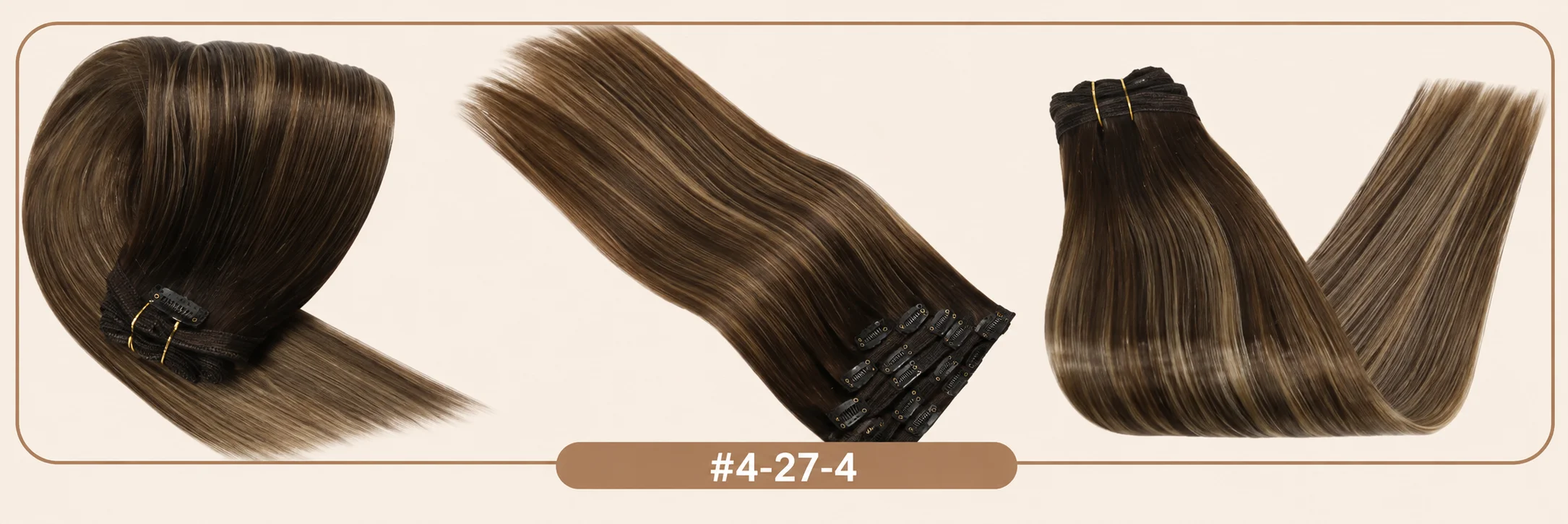 VeSunny Clip-in-Haarverlängerungen, Echthaar, blonde Clip-in-Haarverlängerungen # 16/22 Echte Perücke mit doppeltem Schuss, seidig gerade – Detail 9