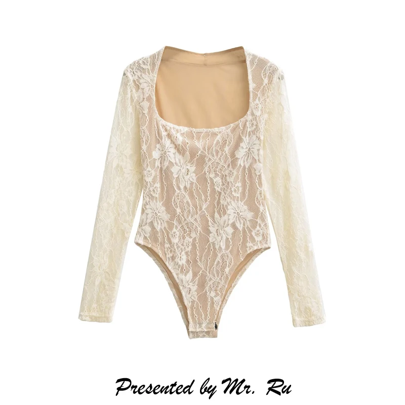 

Retro Square Collar Long Sve Floing Lace Floral Embroidery Brued oulder Wrap Suit Age Reversing Base irt