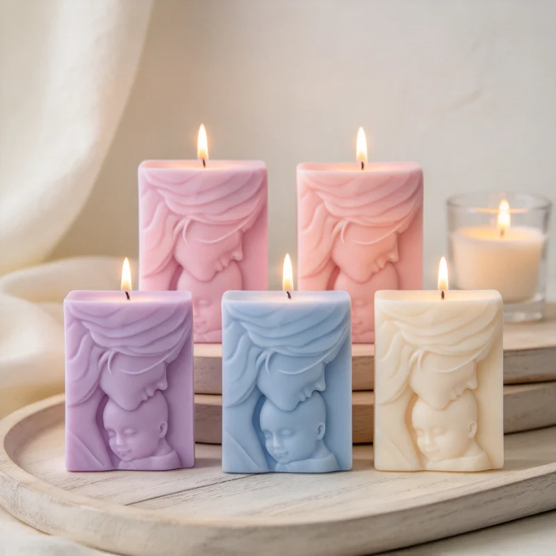 Moules à bougies en silicone 3D en forme de lèvres de mère et de bébé, 2 styles, moules à cire en forme de baisers et de bouches pour savons DIY, résine, plâtre, décoration d'intérieur, ensembles de cadeaux