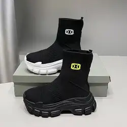 Women's Breathable 2025 Summer Autumn New Style Internet Hot Super Hot Knitted High-Top Casual Athletic Stretch Socks Boots