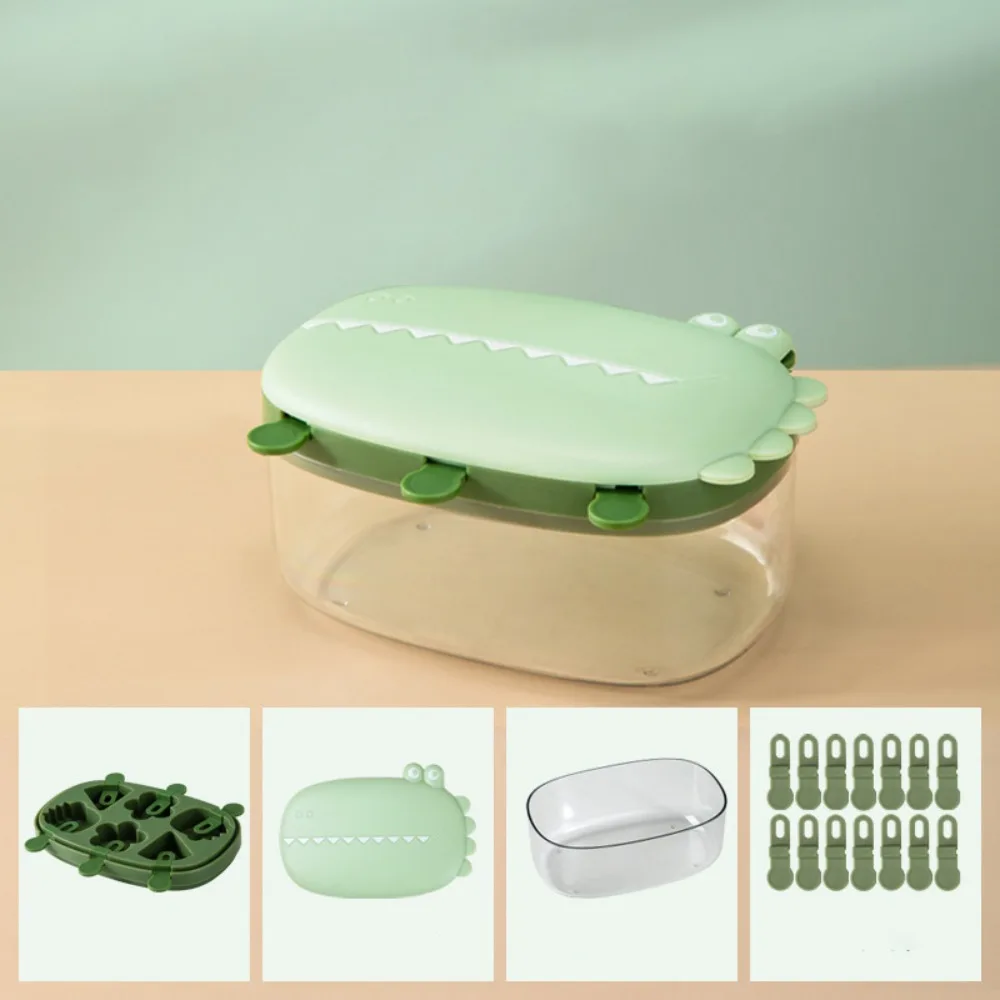 6/8 Cavity Cartoon Silicone Ice Cream Mold Dust Cover with Ice Storage Box Ice Candy Maker DIY Easy Demolding Ice Lolly Mold