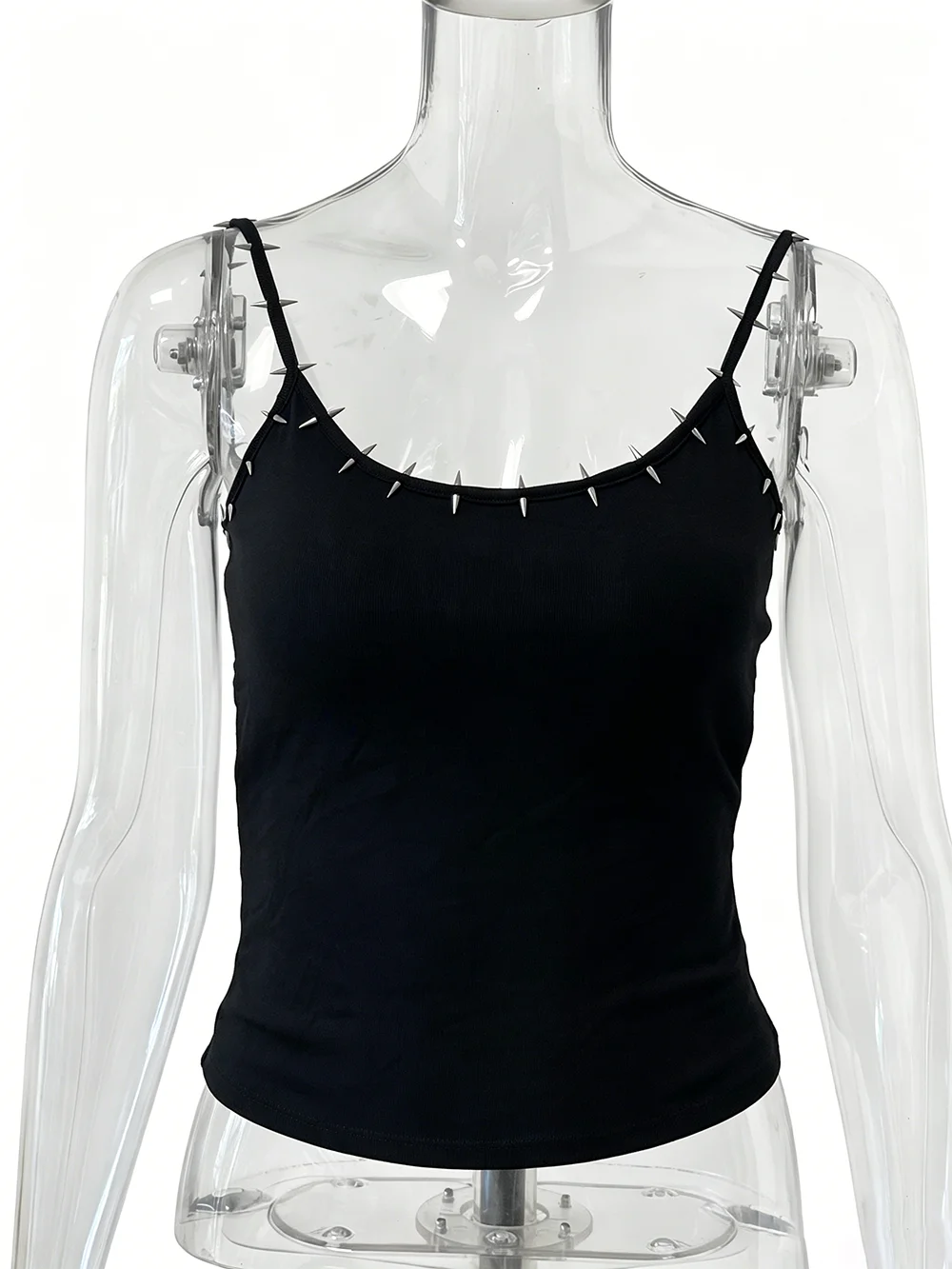 Women's Gothic Punk Rock Rivet Element Black Tank Top Crop Tops y2k No bra pad Music Festival Clothing Carnival costumes